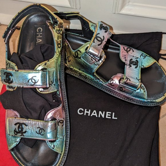 CHANEL 2023 Interlocking CC Logo Slingback Sandals Size: 11 - Picture 5 of 5